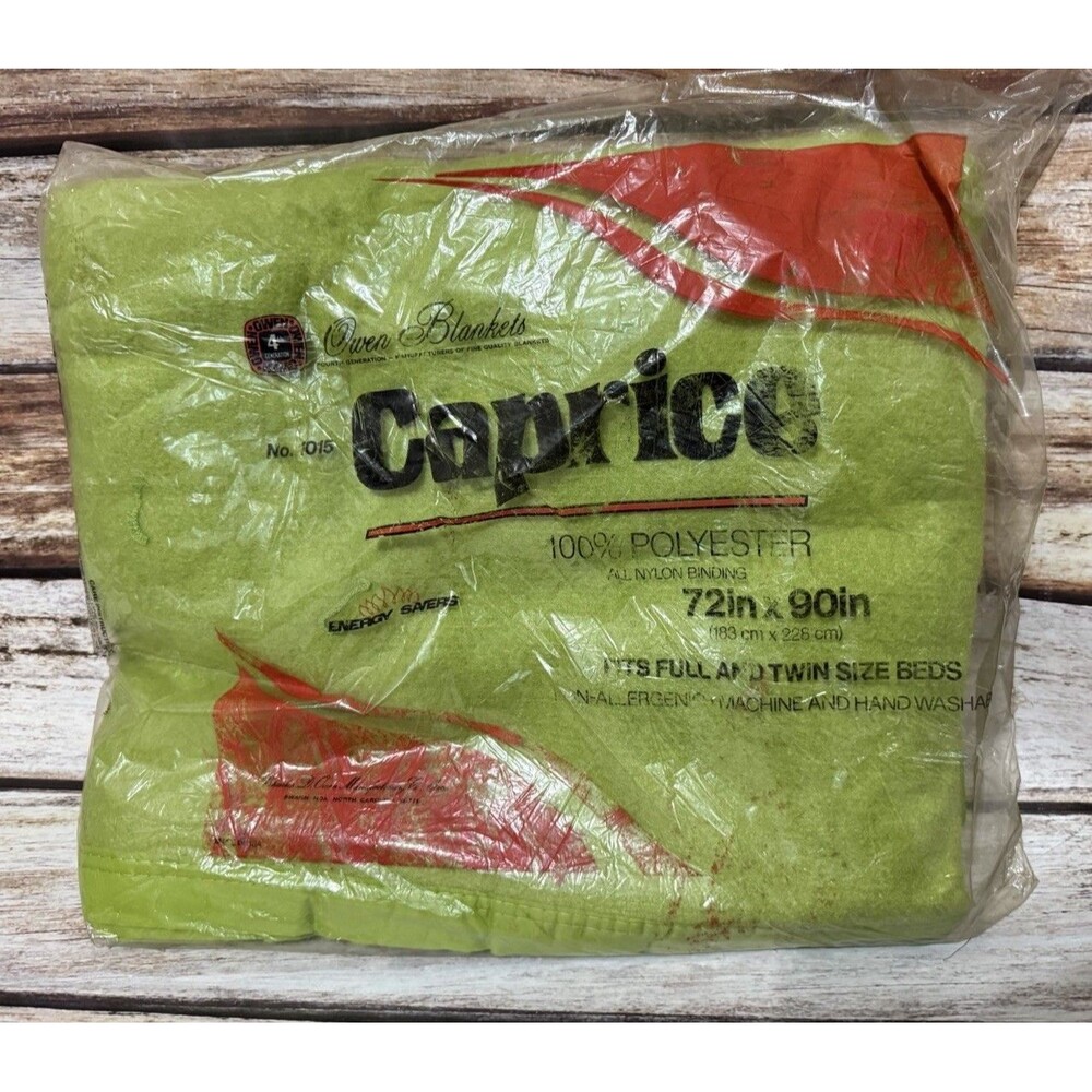 Vintage Caprice Blanket Green Polyester Nylon Twin/Full 72” X 90 Made In USA New